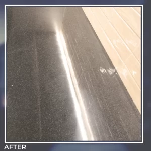 After corian countertop polishing by hft dubai – seamless surface restored with brilliant shine.